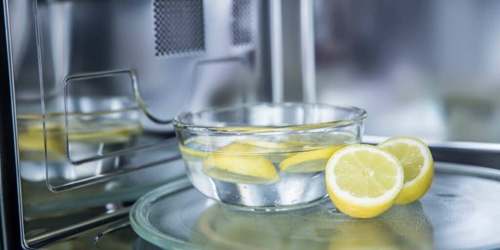 clean a microwave with a lemon